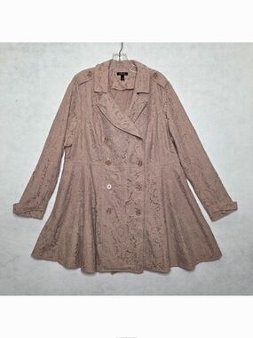 Torrid Pink Lace Trench Coat Womens Plus Size 2X Whimsigoth Fairy Coquette